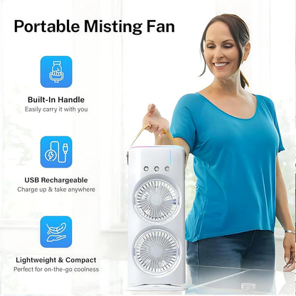 Rechargeable Mini Air Cooler with LED Light – Portable Cooling Anywhere ❄️💡